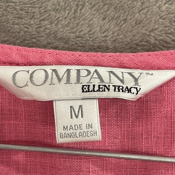 Company Ellen Tracy Shirt Womens Medium Linen Zip Front Pockets Blouse Top - Picture 2 of 16